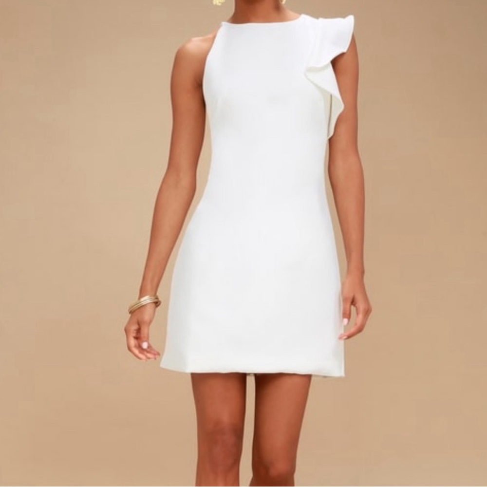 Lulus Dinah White One Shoulder Dress- S - NEW with tags on!